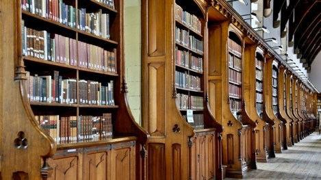 The Durham Cathedral Library is one of my theological libraries.  While it has a good collection of modern theology works, the holding date back to the 6th century.  The Monks of Lindisfarne, who later founded the community Durham, began the collection.   Photos are not allowed in the library.  This photo belongs to the Cathedral. http://www.durhamcathedral.co.uk/heritage/library