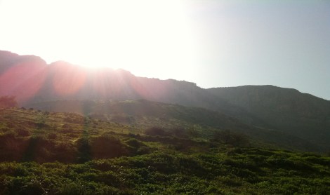 The sun breaks over the Valley.  I took this picture from the bottom of a valley near the Sea of Galilee.  This valley is known for its deep shadows.  This is along the Jesus Trail which runs from the Sea to Nazareth.  Jan 2013.