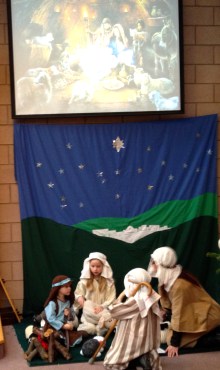 The shepherds were watching their flocks by night.  Those knitted sheep can get pretty unruly.