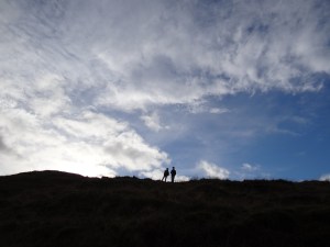 Joshua and Meg up on the wall